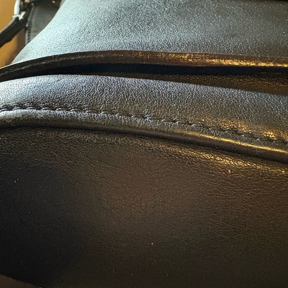 Longchamp Dark Navy with Brown Piping Accents Vintage Leather Shoulder Bag - Picture 15 of 15